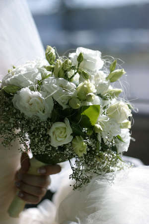 Wedding flowers on a blue backgroundの写真素材