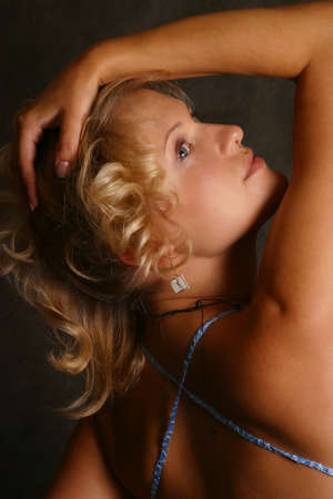 Portrait of the beautiful blondeの写真素材