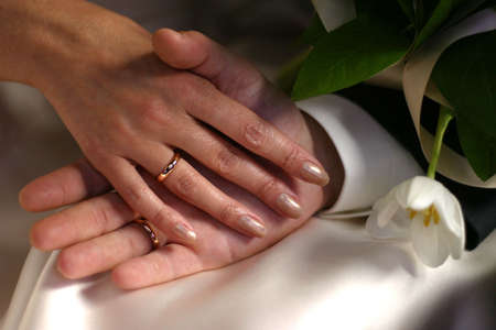The groom keep the bride for handsの写真素材