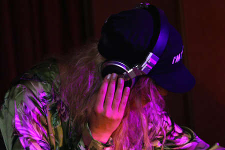 DJ - girl at clubの写真素材