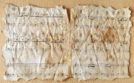 Close-up of an old sheet of musicの写真素材