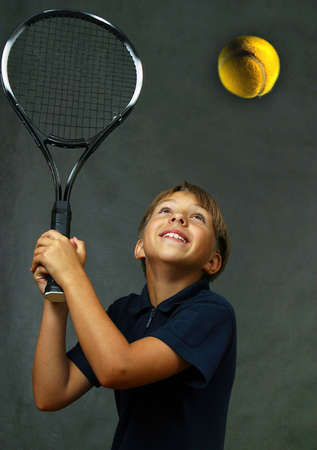 The girl with tennis attributesの写真素材