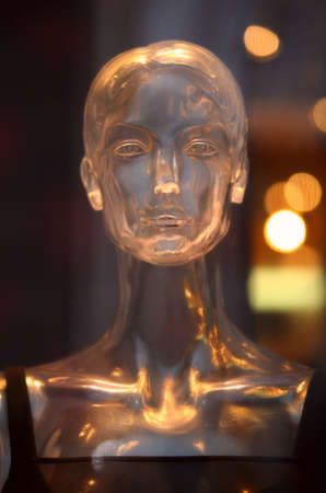 Head transparent dummies - women in a show-window of shopの写真素材