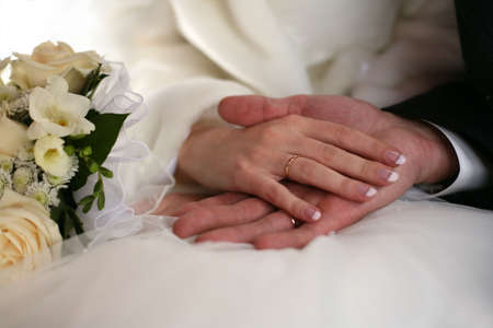 The groom keep the bride for hands