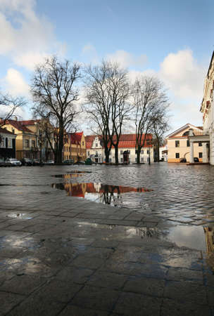The image of street of city of Kaunases in the springの写真素材