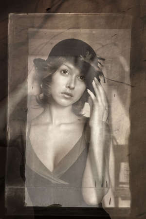 Portrait of the beautiful girl in hat.の写真素材