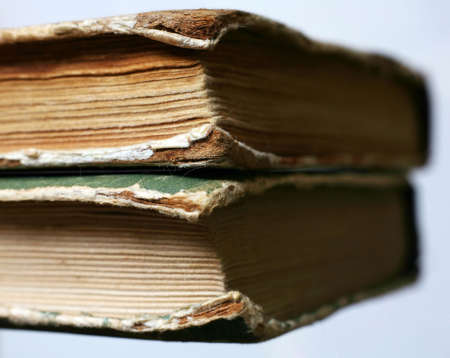 Two old of books isolated on blueの写真素材