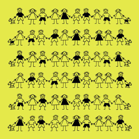 It is a lot of kiddies with dogsの写真素材