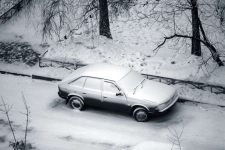 The image of the stood automobile on roadの写真素材