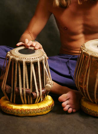 Man playing the nigerian drum in studioの写真素材