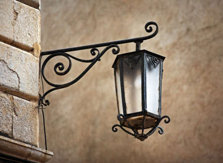 Street lantern on a background of a wallの写真素材