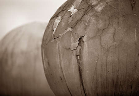 Old spheres with cracks close-upの写真素材