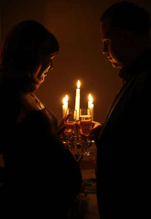 After one year after wedding in intimate conditions at restaurantの写真素材