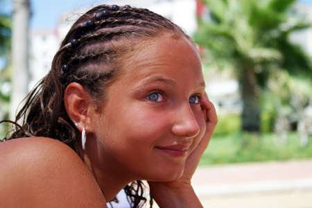 Portrait of the nice girl with a smileの写真素材