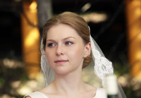 Portrait of the beautiful bride in a veil