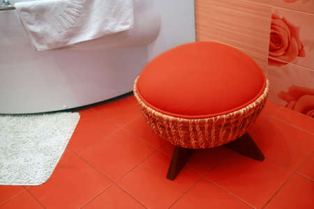 Modern design interior of red bathroomの写真素材