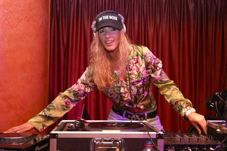 Moscow. Russia - SEP, 2006: Known Russian dj-girl Benzina. Show in Moscow in September 2006のeditorial素材