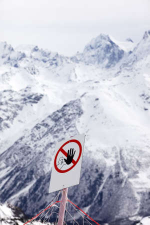 Safety barrier at the highest peak mountain Elbrus.の写真素材
