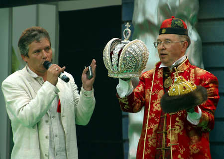 Fashion designer Vacheslav Zaitcav and actor Igor Shevchenko . The international displayのeditorial素材