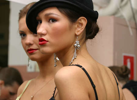 RUSSIA, YAROSLAVL, 26 MAY, 2005: Fashion model showing clothes on
international display in Yaroslavl 26 may. Russiaのeditorial素材