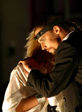 RUSSIA, MOSCOW, 12 January 2006: Stage from performance Dream in summer night. Russian actor Dmitry...