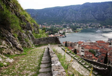 Ladder conducting in an old fortress. Kotor. Montenegroの写真素材