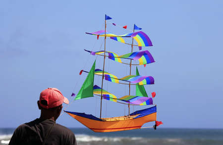 Flight Paper the snake in the cloudy skyの写真素材