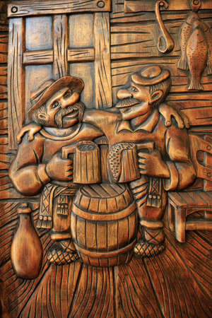 funny story about drinking carved on a treeの写真素材