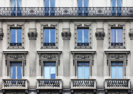 The facade of apartment building in Parisの写真素材