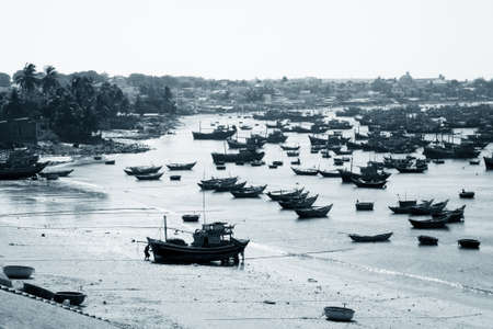 Mui Ne fishing village with a lot of boat. Vietnamの写真素材