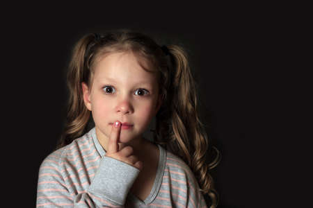 Portrait 5 years girl in studioの写真素材