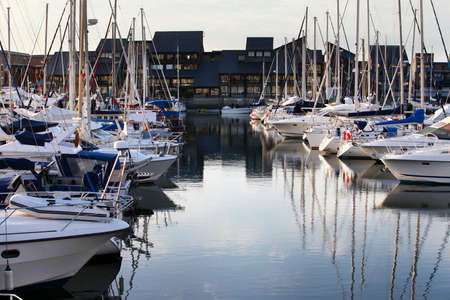 Luxury boats and yachts moored in Port In Deauvilleの写真素材