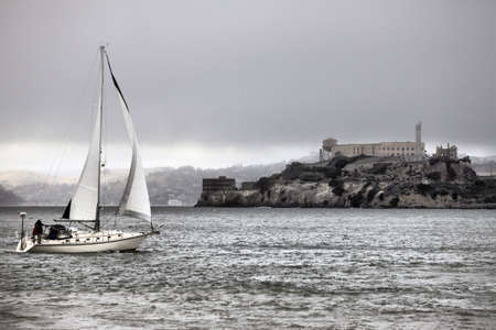 Alcatraz Federal Penitentiary in the San Fransisco Bay, Californiaの写真素材