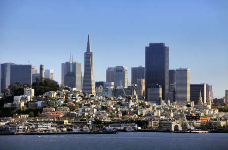 View of downtown San Francisco  from Alcatraz Island , Californiaの写真素材