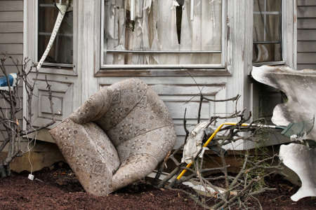 House damaged by disaster. Scenery for cinemaの写真素材