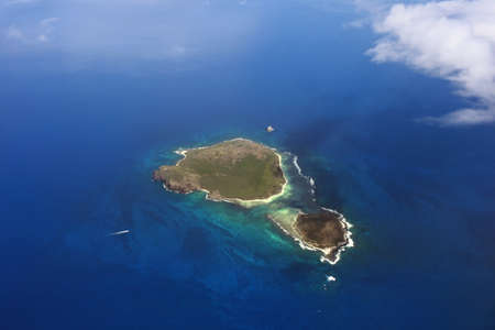 Aerial view of small island near to island Mauritiusの写真素材