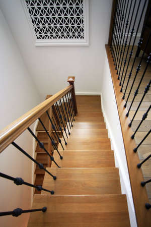 The wooden ladder conducting on the second floorのeditorial素材