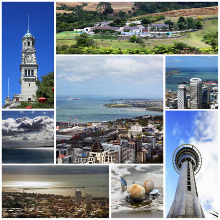 Collage from 8 photos city Auckland. New Zealandのeditorial素材