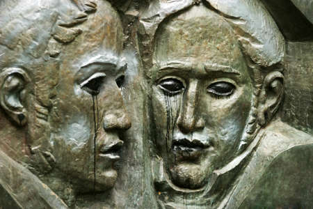 Bas-relief spoiled by vandals. Moscow. Russiaの写真素材