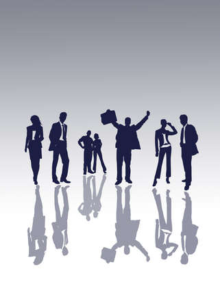 Group Of Young People Large silhouettes of young confident people over whiteの写真素材