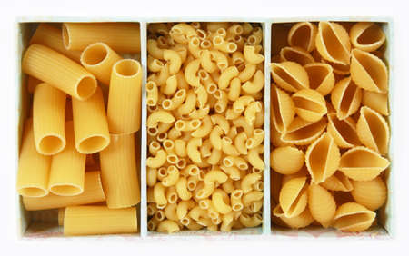 Collection of italian pasta portion isolated on white backgroundの写真素材