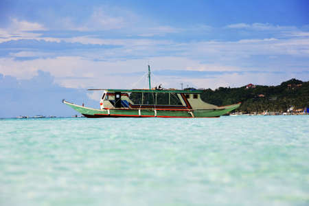 Traditional Philippine boat in a gulf. Island Boracay
