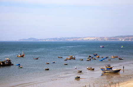 Mui Ne fishing village with a lot of boatのeditorial素材