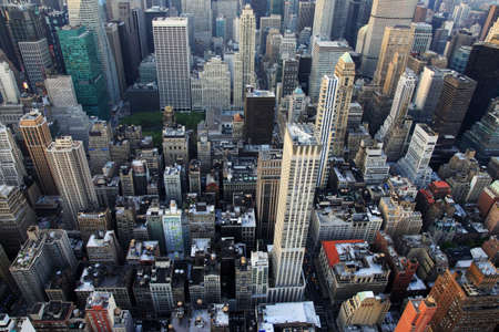 New York City Manhattan skyline aerial view with Empire State and skyscrapers のeditorial素材