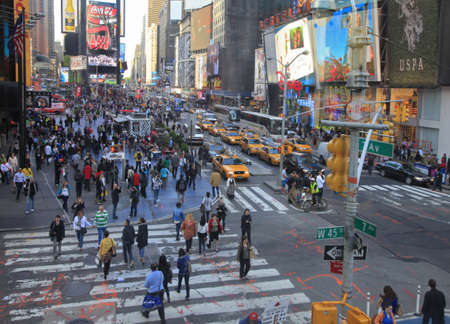 NEW YORK CITY - MAY 17: Times Square, featured with Broadway Theaters and huge number of LED signs,...
