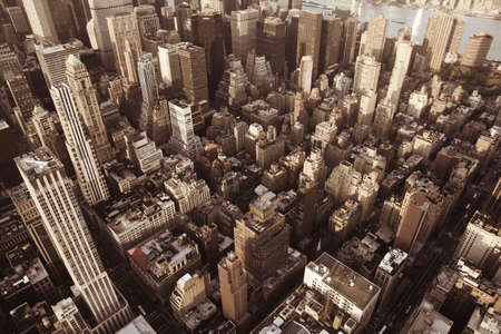 New York City Manhattan skyline aerial view with Empire State and skyscrapersの写真素材