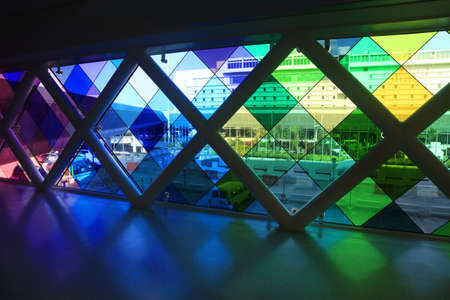 Multi-coloured  windows. Miami Airport Colorful Welcomeのeditorial素材