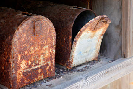 Old Mailboxes in California, United Statesの写真素材