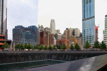 NEW YORK CITY - SEPTEMBER 9: NYC's 9/11 Memorial at World Trade Center Ground Zero seen on 9...