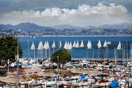 Harbor in San Francisco, bay with small the boatsのeditorial素材